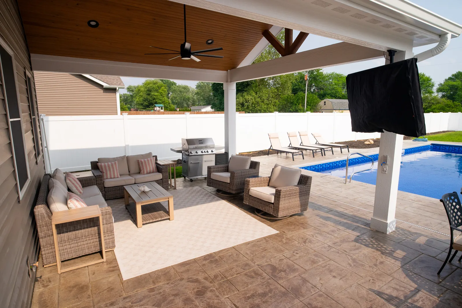 Outdoor structure with patio couch and seating in Pendleton.